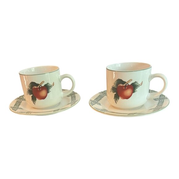2 sets Cades Cove Collection Apple Blossum Coffee, Teacup & Saucer By Citation - Picture 1 of 7